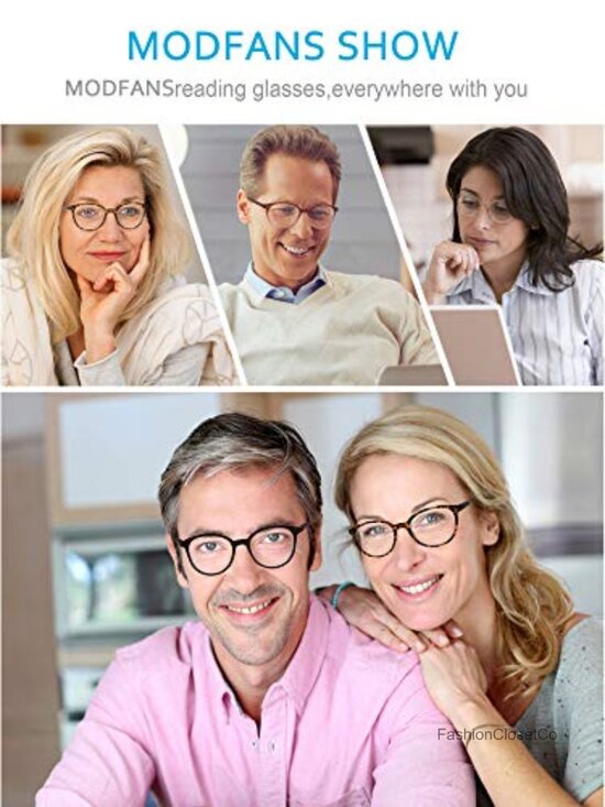4 Pack Large Round Frame Readers with Spring Hinge Metal Reading Glasses main image 7